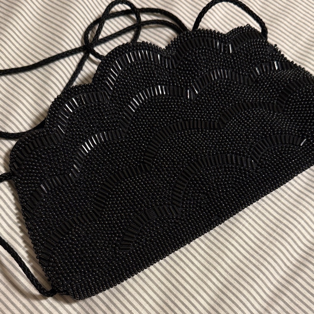 Vintage Black Beaded Clutch